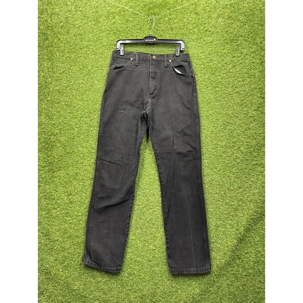 Wrangler Jeans Mens 33x34 Black 13MWZ Straight Fit Denim Western Cowboy Cut